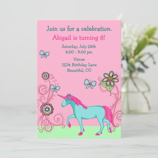 マジカルファンタジーユニコーンガールズ誕生日招待状 招待状 (スタンド正面)