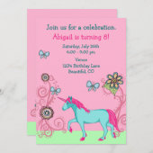 マジカルファンタジーユニコーンガールズ誕生日招待状 招待状 (正面/裏面)