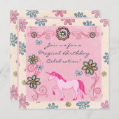 マジカルファンタジーユニコーンガールズ誕生日招待状 招待状 (正面/裏面)