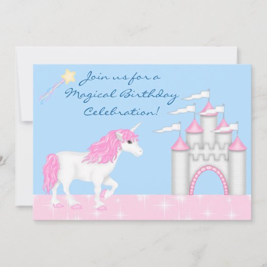 マジカルファンタジーユニコーンガールズ誕生日招待状 招待状 (正面)