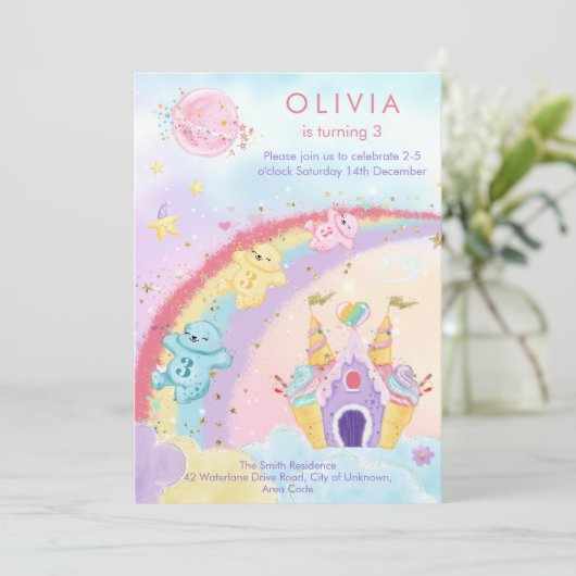 マジカルファンタジーレインボーベアーズ子供の誕生日 招待状 (スタンド正面)