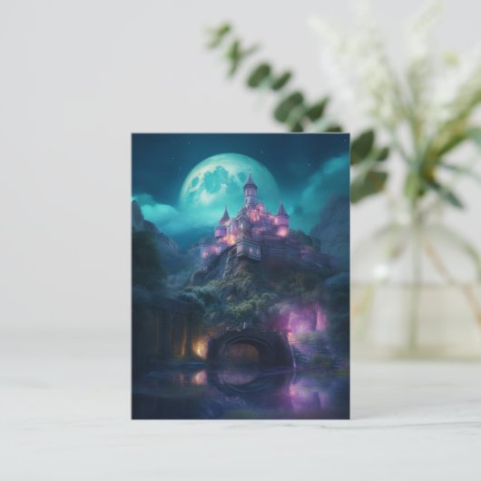マジカルファンタジー城満月はがき ポストカード (スタンド正面)