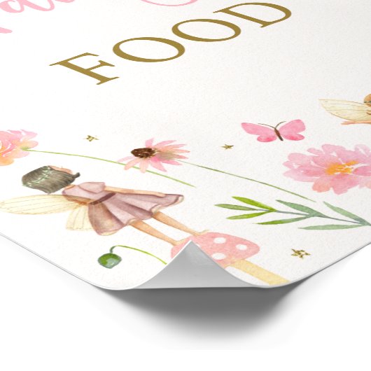 マジカルフェアリーガーデンフローラ誕生日フードサイン ポスター (角)