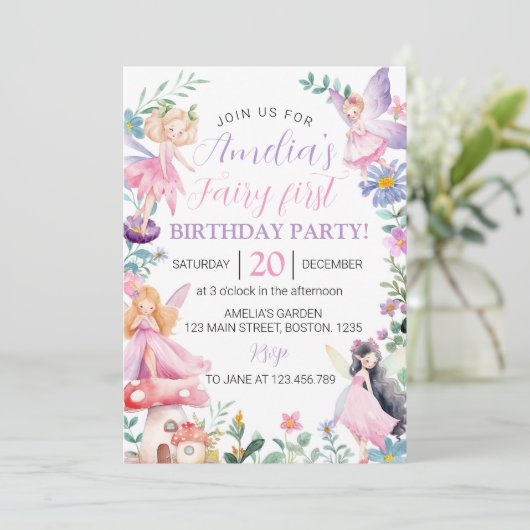 マジカルフェアリーファースト誕生日招待状 招待状 (スタンド正面)