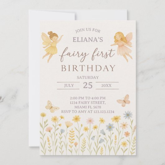 マジカルフェアリーファースト誕生日招待状 招待状 (正面)