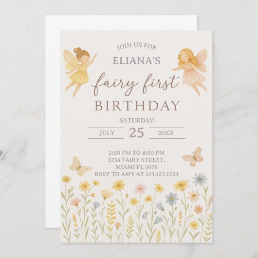 マジカルフェアリーファースト誕生日招待状 招待状 (正面/裏面)