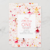 マジカルフェアリーフローラガーデンピンクガールズ誕生日 招待状 (正面/裏面)