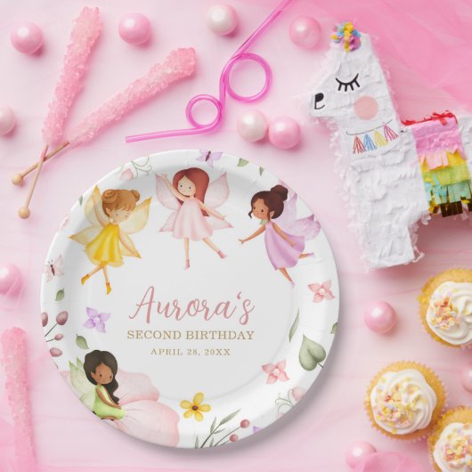 マジカルフェアリープリンセスエンチャントガーデン誕生日 ペーパープレート (パーティー)