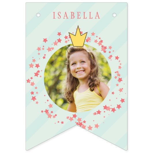 マジカルフェアリープリンセスガールズネーム誕生日写真 バンティングフラッグ (第2の旗)