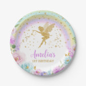マジカルフェアリーレインボーフローラ誕生日紙プレート ペーパープレート (正面)