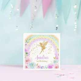 マジカルフェアリーレインボー誕生日ナプキンス スタンダードカクテルナプキン