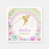 マジカルフェアリーレインボー誕生日ナプキンス スタンダードカクテルナプキン (正面)