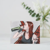 マジカルフェアリーワインボトルファンタジーアートハガキ ポストカード (スタンド正面)