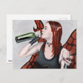 マジカルフェアリーワインボトルファンタジーアートハガキ ポストカード (正面/裏面)