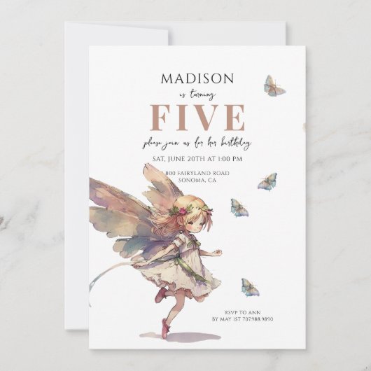 マジカルフェアリー5th誕生日 招待状 (正面)
