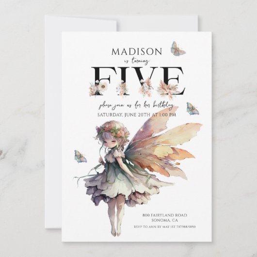 マジカルフェアリー5th誕生日 招待状 (正面)