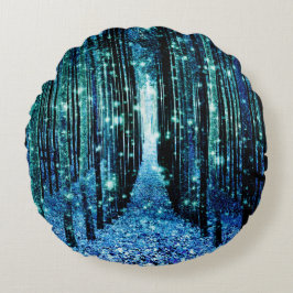 マジカルフォレストターコイズティール(緑がかった色) ラウンドクッション