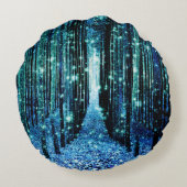 マジカルフォレストターコイズティール（緑がかった色） ラウンドクッション (裏面)