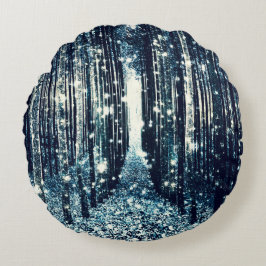 マジカルフォレストティール(緑がかった色)グレーエレガンス ラウンドクッション