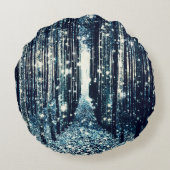 マジカルフォレストティール（緑がかった色）グレーエレガンス ラウンドクッション (裏面)