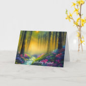 マジカルフォレストパスデジタルアート誕生日 カード (黄色い花)