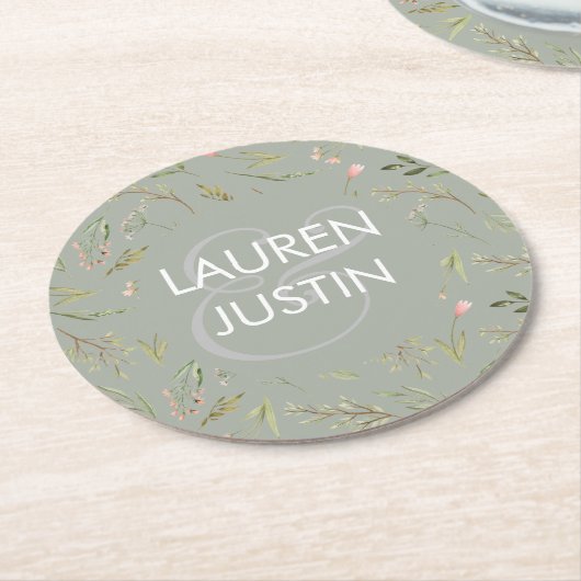 マジカルフォレストフローラモノグラム紙コースター ラウンドペーパーコースター (アングル)
