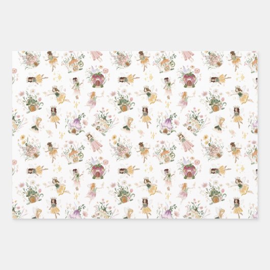 マジカルフローラフェアリープリンセスバースデーパーティー ラッピングペーパーシート (正面)