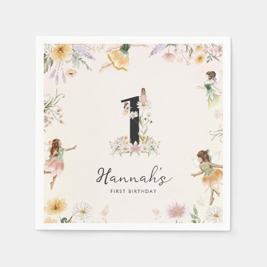 マジカルフローラフェアリー誕生日 スタンダードカクテルナプキン (正面)