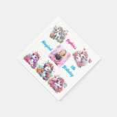 マジカルフローラユニコーンフォト子供の誕生日パーティー スタンダードカクテルナプキン (角)