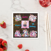 マジカルフローラユニコーンフォト子供の誕生日パーティー スタンダードカクテルナプキン (インサイチュ)