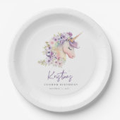 マジカルフローラユニコーン誕生日 ペーパープレート (正面)