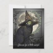 マジカルブラックキャットスモールハロウィーン招待状 招待状 (正面)