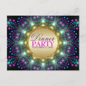 マジカルブラックライトマンダラディナーパーティー招待状 ポストカード (正面)