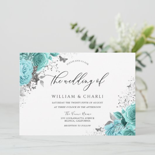 マジカルブルーティール（緑がかった色）アクアバラフローラ結婚ズ 招待状 (スタンド正面)