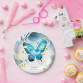 マジカルブルーバタフライ誕生日 ペーパープレート (パーティー)