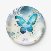 マジカルブルーバタフライ誕生日 ペーパープレート (正面)