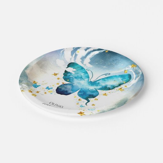 マジカルブルーバタフライ誕生日 ペーパープレート (アングル)