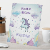 マジカルブルー&パープルユニコーン誕生日 台座サイン (インサイチュ)