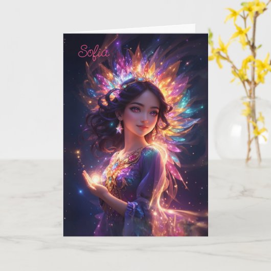 マジカルプリンセスインティアラガールズ誕生日 カスタム カード (黄色い花)