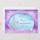 マジカルプリンセスキンセアニェラパープルティール（緑がかった色）ブルー 招待状 (正面)