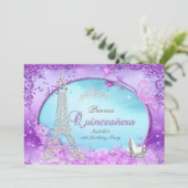 マジカルプリンセスキンセアニェラパープルティール（緑がかった色）ブルー 招待状 (スタンド正面)