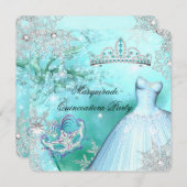 マジカルプリンセスキンセアニェラ仮装ティール（緑がかった色） 招待状 (正面/裏面)