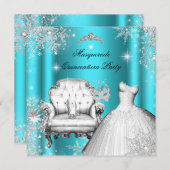 マジカルプリンセスキンセアニェラ仮装ティール（緑がかった色） 招待状 (正面/裏面)