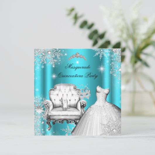 マジカルプリンセスキンセアニェラ仮装ティール（緑がかった色） 招待状 (スタンド正面)