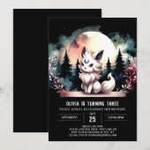 マジカルプリンタブルオオカミ誕生日 招待状 (正面/裏面)