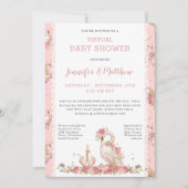 マジカルベビースワンプリンセスピンクフローラベビーシャワー 招待状 (正面)