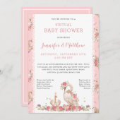 マジカルベビースワンプリンセスピンクフローラベビーシャワー 招待状 (正面/裏面)