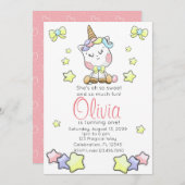 マジカルベビーユニコーンかわいこちゃんファースト誕生日 招待状 (正面/裏面)
