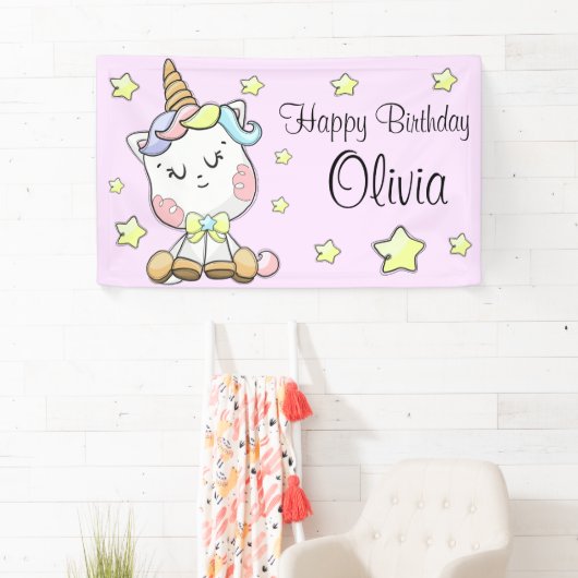 マジカルベビーユニコーンスターズファースト誕生日 横断幕 (インサイチュ)