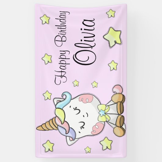 マジカルベビーユニコーンスターズファースト誕生日 横断幕 (縦)